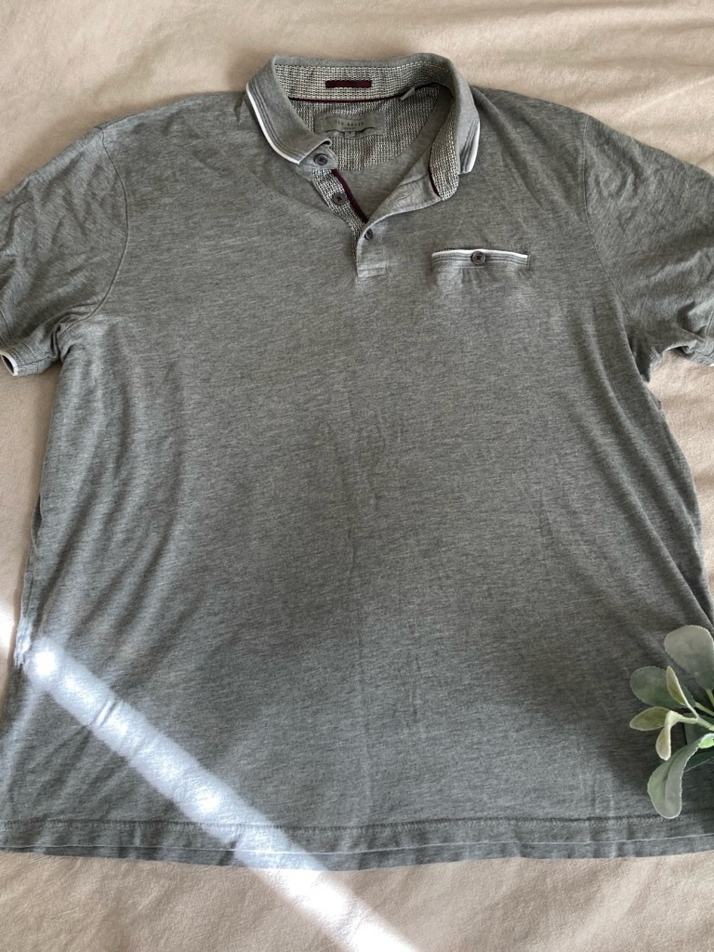 Ted Baker Grey Short-Sleeve Polo with Contrast Trim